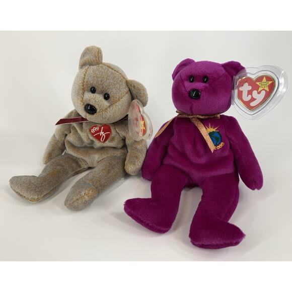 Ty Beanie Babies Bundle (2pcs) 1999 Signature Bear And Millennium Bear - Picture 1 of 14